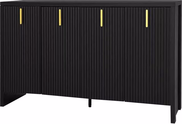Credenza con 4 Ante e Ripiani Regolabili per Soggiorno in Pannelli di Particelle 140 × 38 × 80 cm Nera