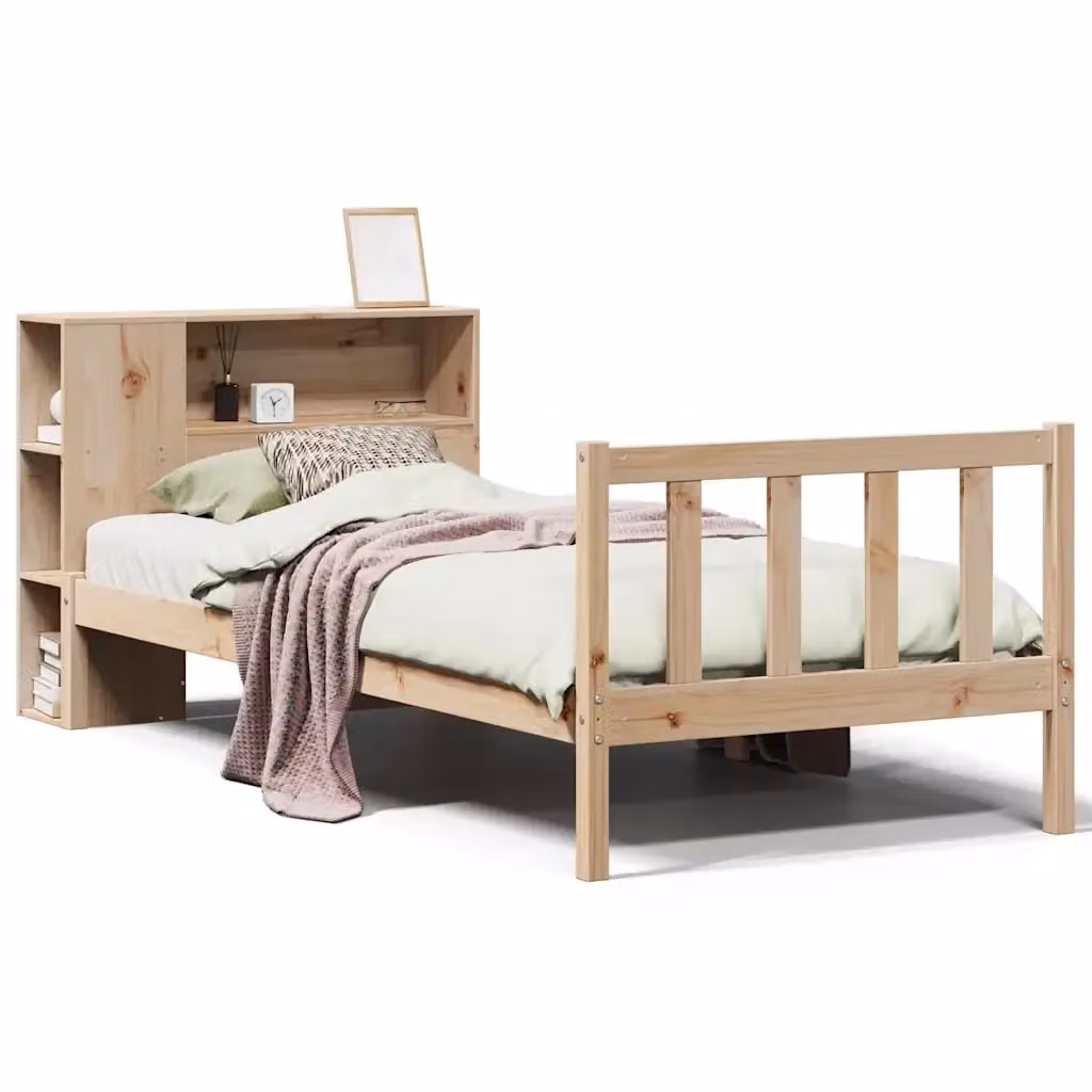 Giroletto con Libreria VIDAXL in Legno di Pino Naturale Marrone L: 190 cm, P: 82 cm, H: 81 cm – 2