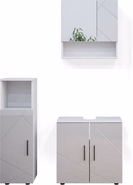 Set mobili bagno Irma Bianco lucido 3 pezzi Vicco
