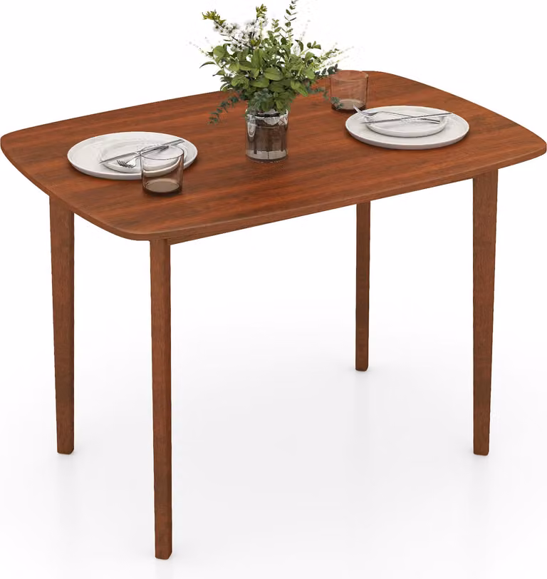 Tavolo da pranzo COSTWAY, tavolo da sala da pranzo con gambe in legno di gomma, tavolo da cucina per 2-4 persone, tavolo in legno per cucina, sala da pranzo, 110 x 78 x 77 cm, noce
