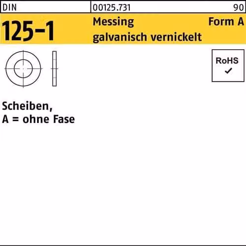 Rondelle Reyher DIN 125 Ottone A 3.2 Ni 001257310032000 (1000 pezzi)
