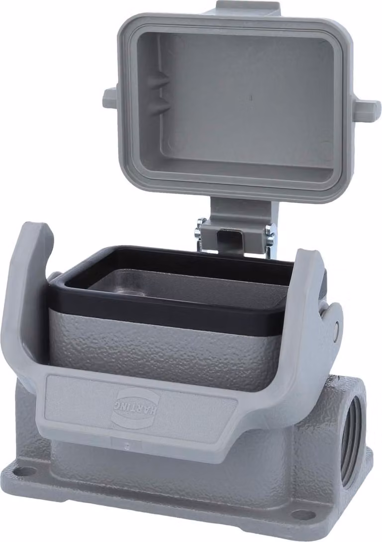 HARTING Han 6B Alloggiamento base basso, 1xPG16 uscita cavo laterale, con 1 staffa longitudinale con cappuccio protettivo in plastica - 1