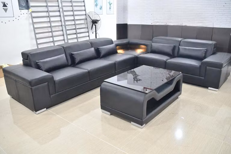 Wohnlandschaft Ecksofa L-Form Eckcouch LED Beleuchtet Sofa Couch Ecksofa Sofas