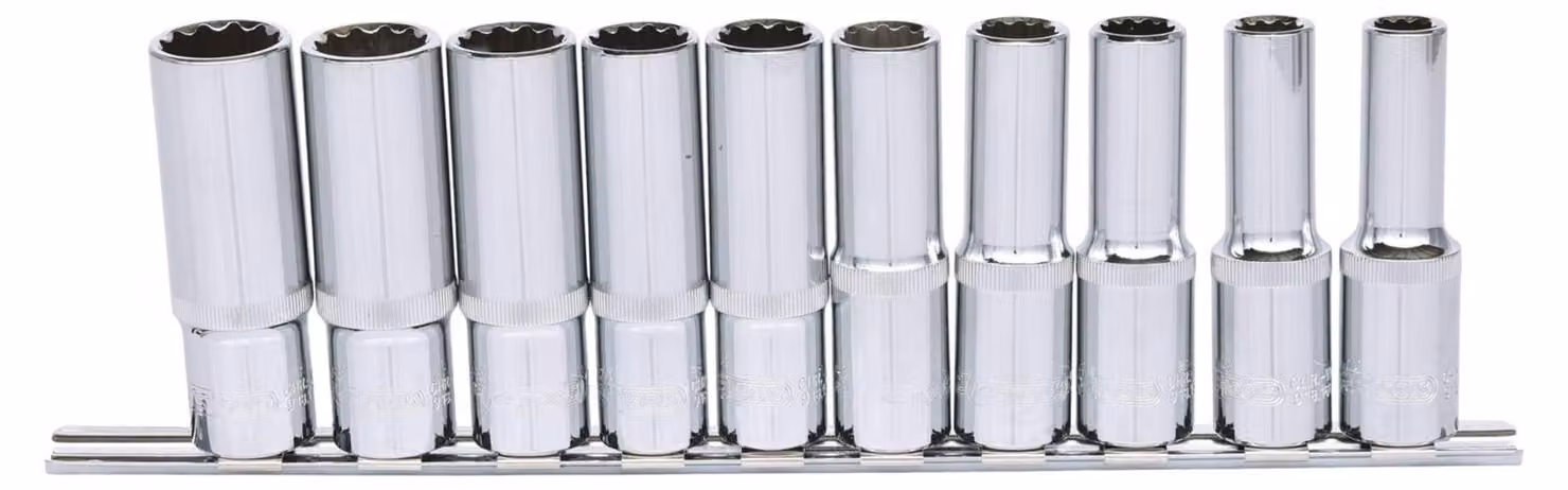 KS TOOLS 1/2" CHROMEplus Set di bussole a 12 punte, lunghe, 10 pezzi, 10-19 mm ( 918.0660 )