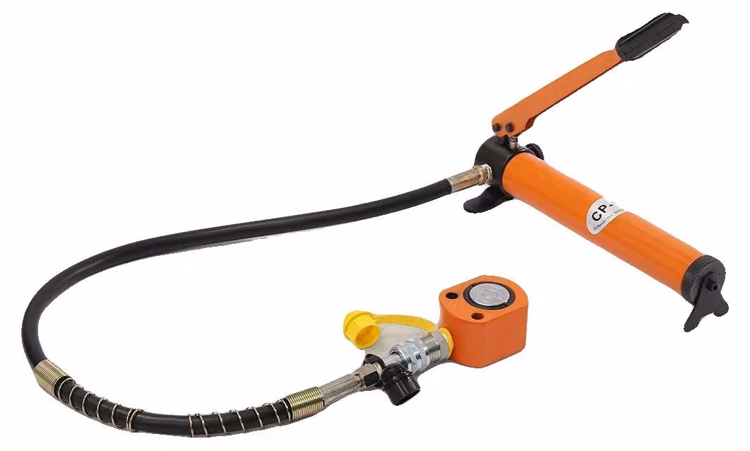 Pompa idraulica, pressione massima 70 MPa, altezza di sollevamento del cric 64 mm, capacità del serbatoio dell'olio 350 cc, peso netto 5 kg, funzionamento manuale