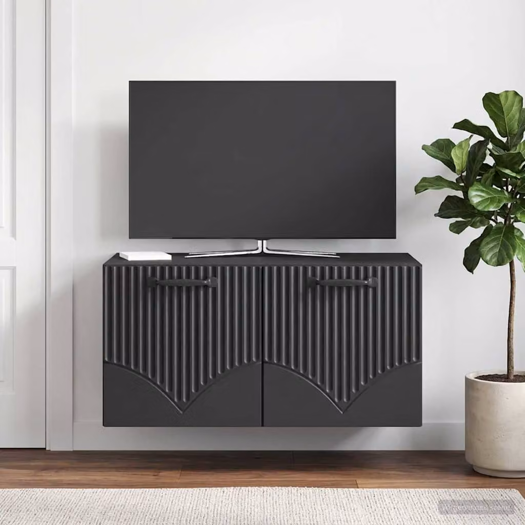 vidaXL Mobile Porta TV da Muro Moderno Nero in MDF L: 59,5 cm, P: 41 cm, H: 30 cm