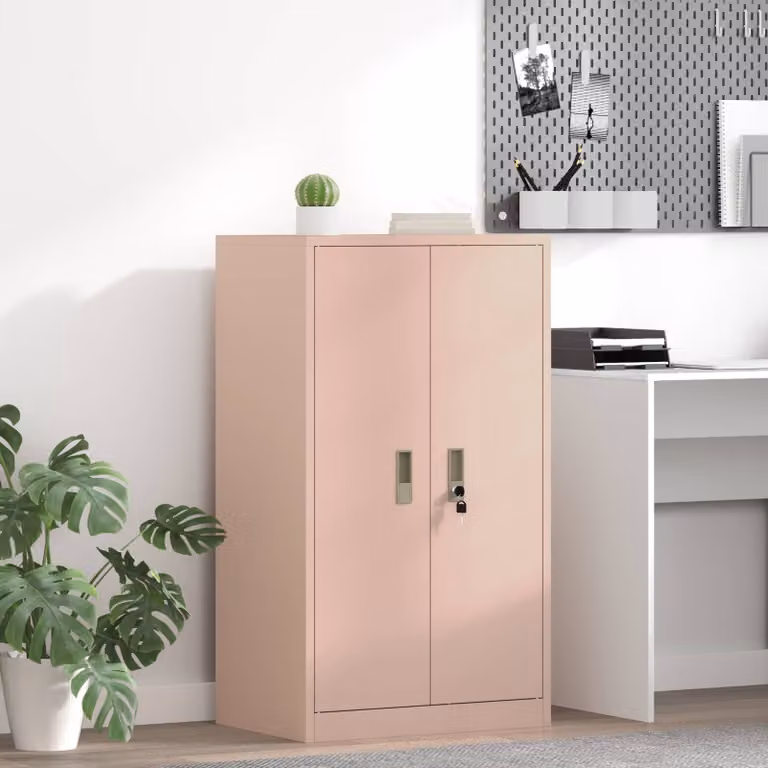 Armadio in metallo rosa vidaXL con ante a battente e serratura L/P/H: 60 x 40 x 90 cm