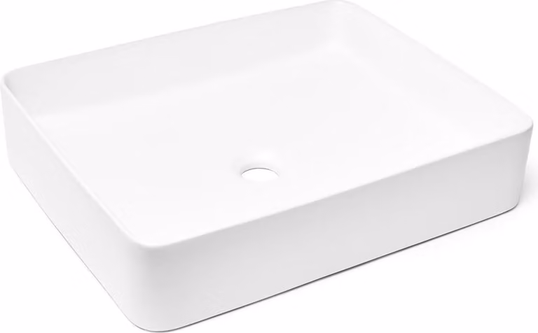 SAT INFINITIO lavabo da appoggio 50 x 40 x 11 cm con scarico a scomparsa, bianco opaco
