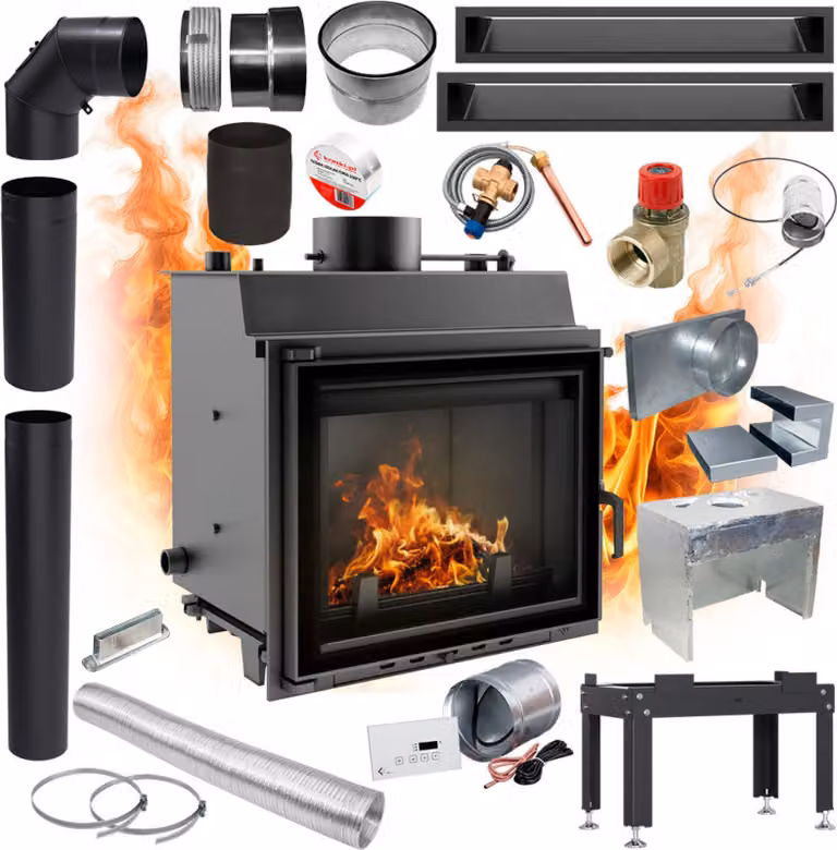 Inserto per caminetto Camicia d'acqua KRATKI MAJA 8kW Ø180 Ecodesign Ghisa SET
