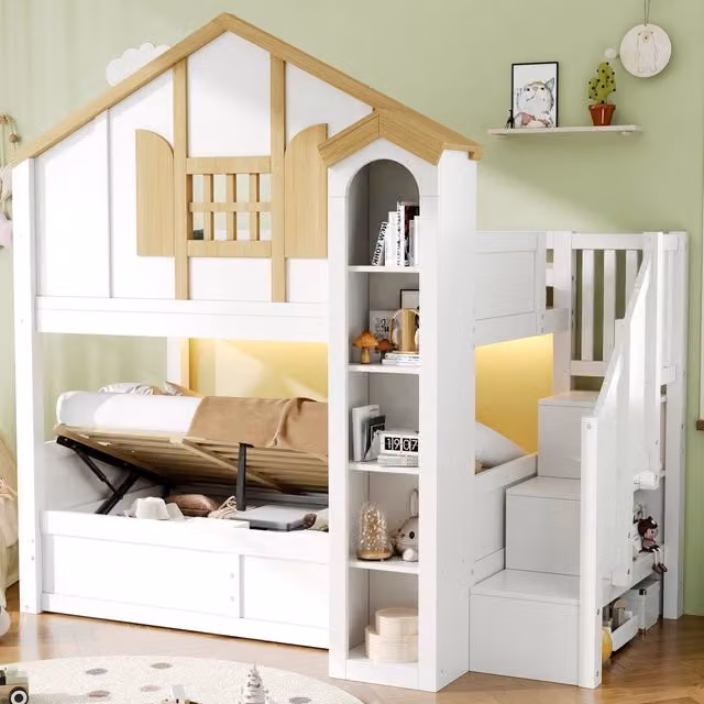letto a castello in pino bianco 122 x 253 cm