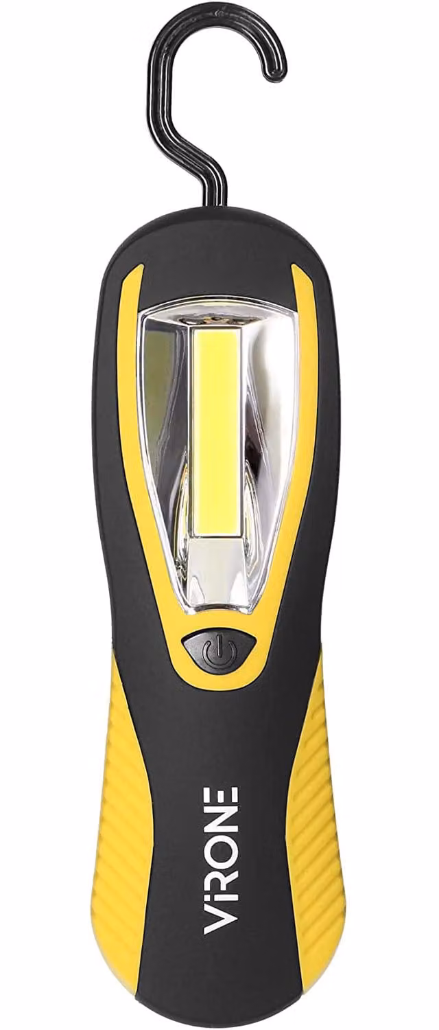 VIRONE WL-7 torcia da lavoro, LED COB, 3W, 200 lm, 3 x AA, giallo/nero