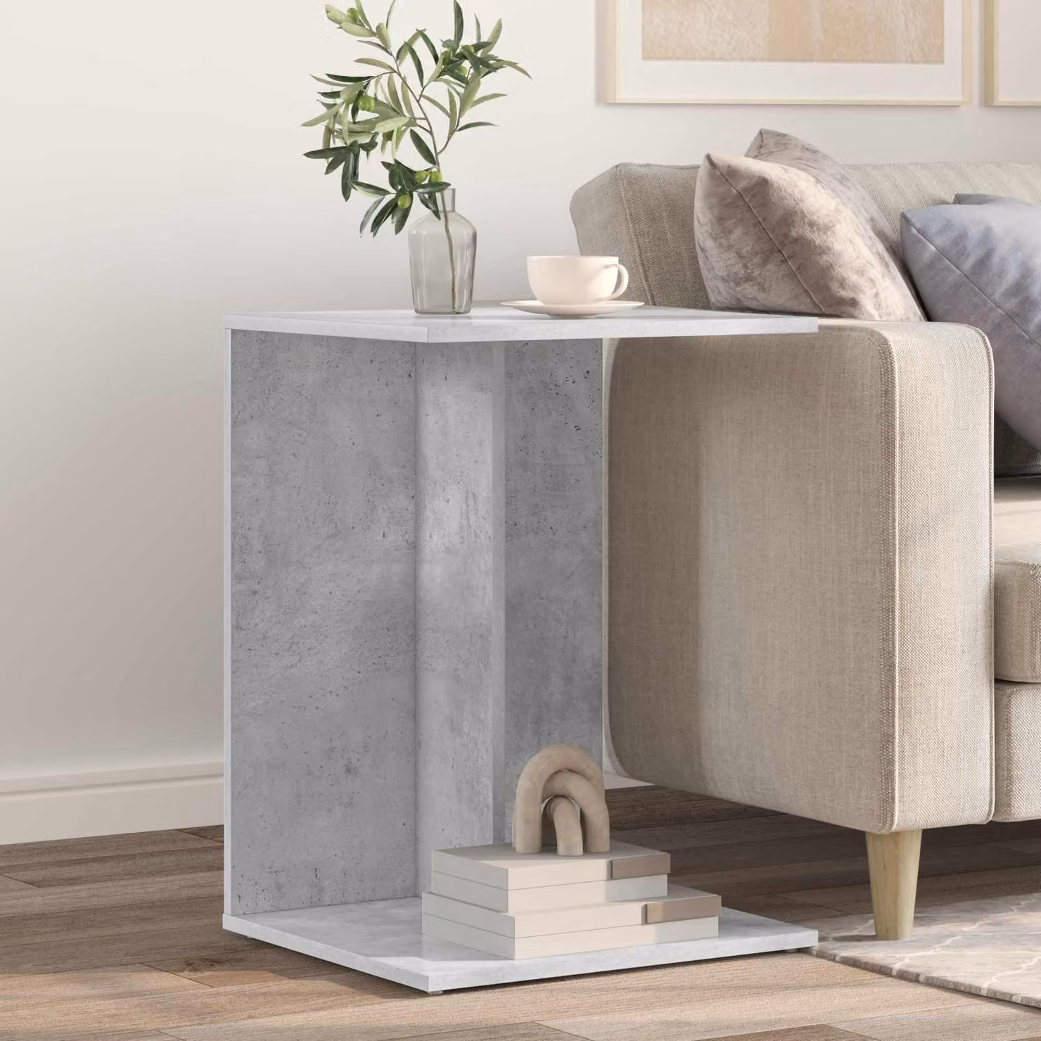 vidaXL Tavolo laterale moderno in stile pietra Grigio L: 45 cm, P: 40 cm, H: 62,5 cm