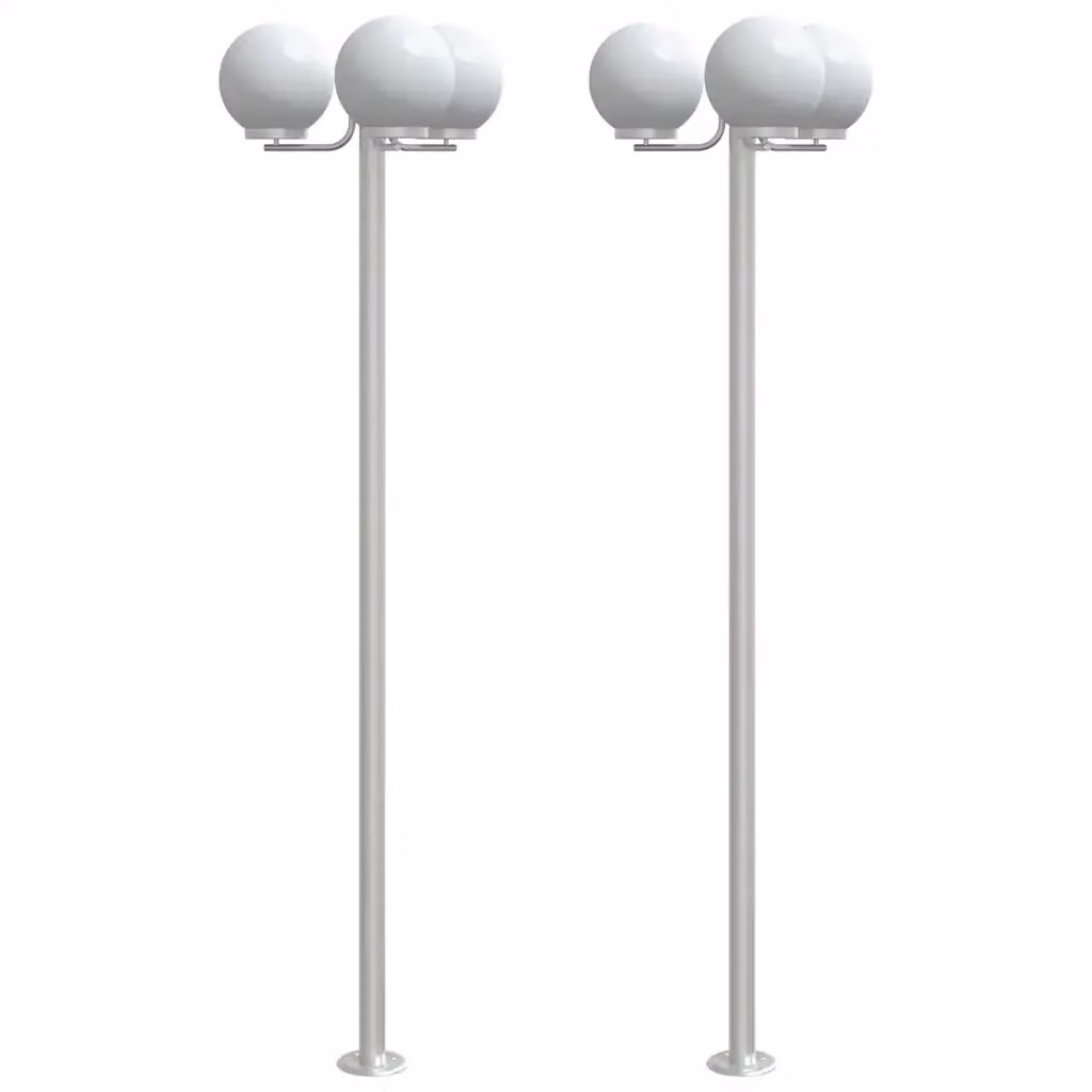 Set di 2 lampade da terra per esterni vidaXL in acciaio inox argento, altezza: 215 cm – 2