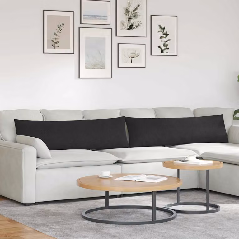 Set di 2 cuscini da divano vidaXL in tessuto nero con fodera rimovibile L 145 cm x P 40 cm x H 40 cm
