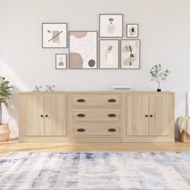 Credenze 3 pz Rovere Sonoma in Legno Multistrato 3185218