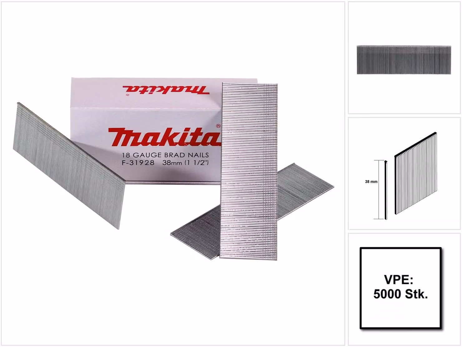 Makita Groppini 38 mm / zincati - 5000 pz. ( F-31928 ) per Chiodatrici Makita DBN500/AF505/AF506