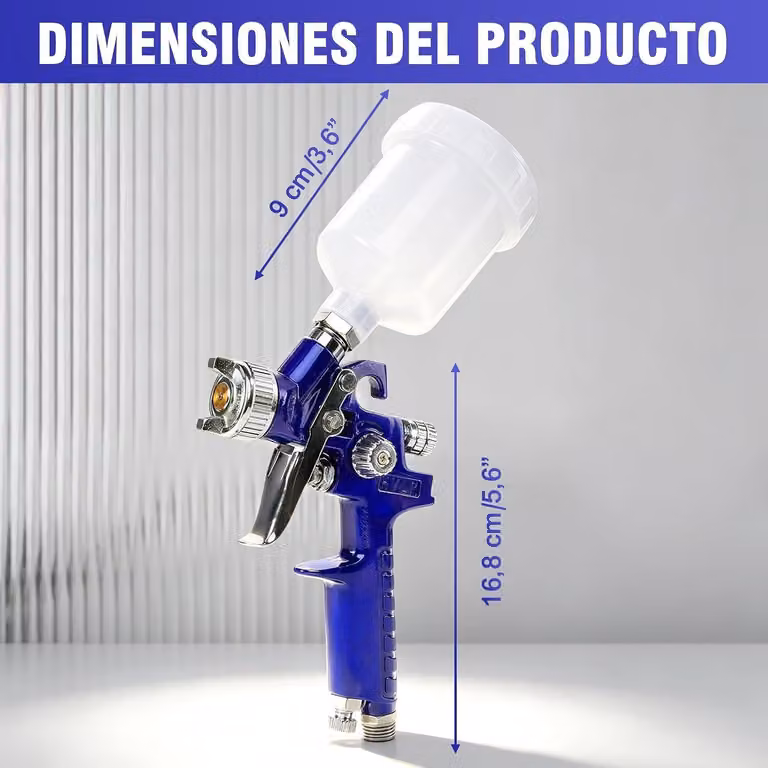 Pistola a spruzzo HVLP compatta, con ugelli da 0,5/0,8/1,0 mm, serbatoio in plastica da 125 ml, adatta per vernici e rivestimenti