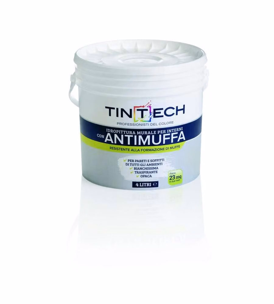 Tintech Idropittura Antimuffa Bianca Opaca Traspirante per Interni 4L