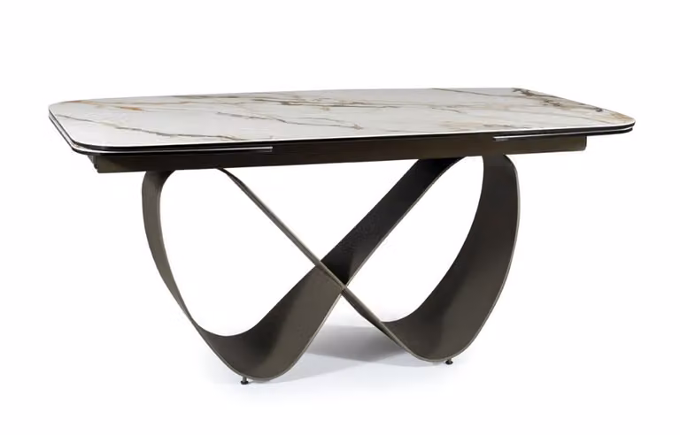 Tavolo da pranzo di design GRANT - bianco / marrone