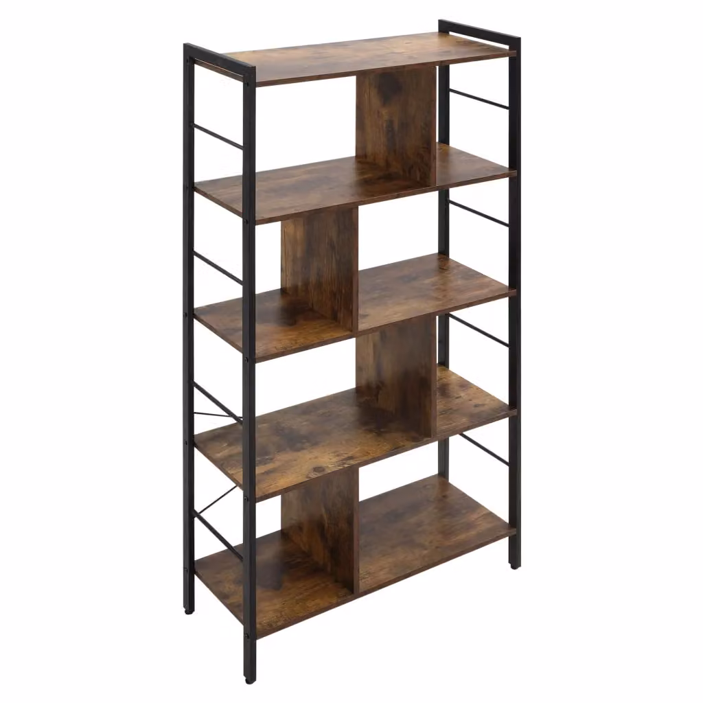 Libreria Xylo in stile industriale con 8 scomparti e 4 livelli, colore marrone, H 157,5 x L 74 cm x P 30 cm – 2