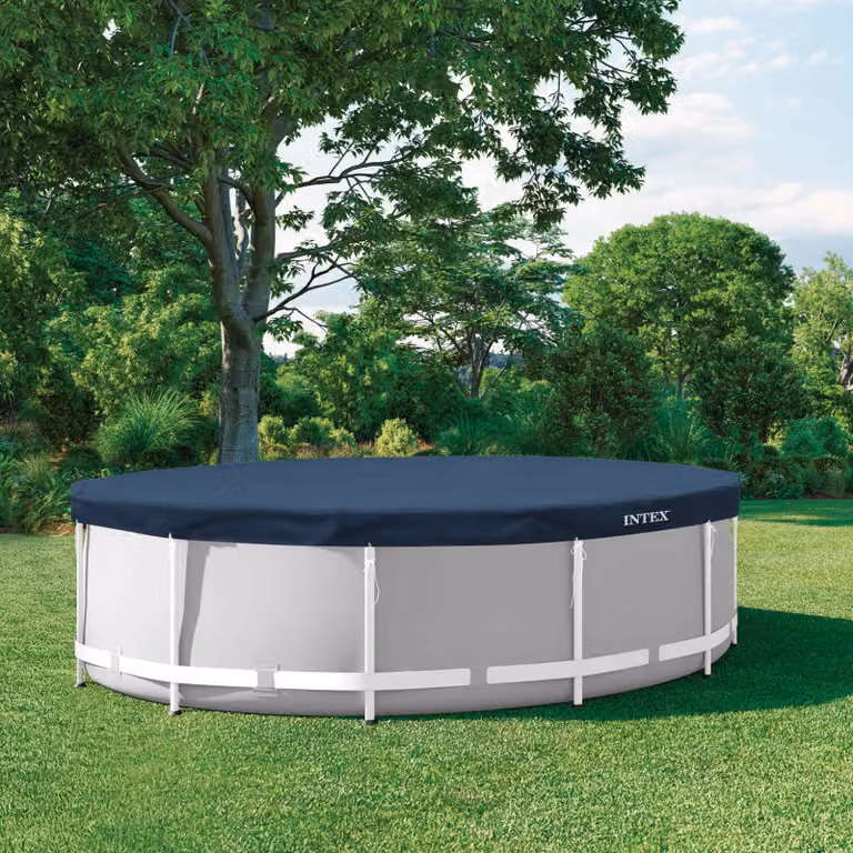 Copertura per piscina rotonda Intex in PVC e PET blu e grigio Ø 366 cm x H 20 cm