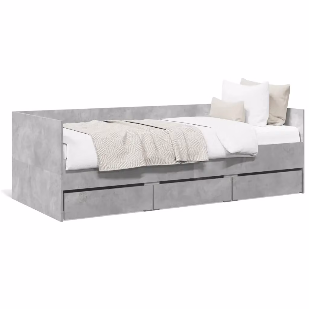 vidaXL Divano Letto Moderno con Cassetti in Tessuto Grigio, L/P/H: 190 x 90 x 65 cm – 2