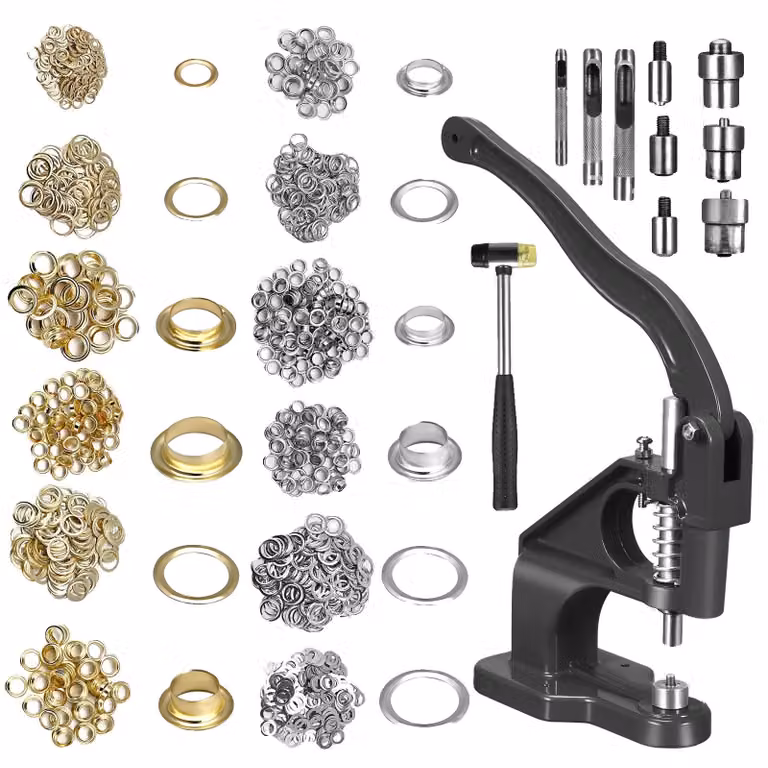 Macchina per occhielli, stampi intercambiabili, set di strumenti per occhielli, NERO