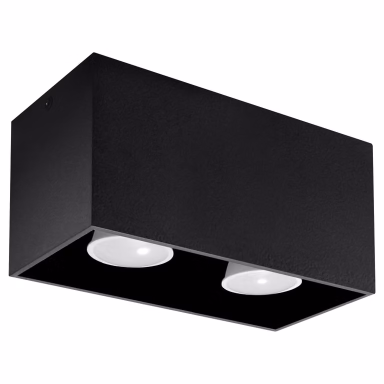 Lampada da soffitto QUAD nero 2xGU10 10W alluminio 10x10x20cm Sollux Lighting