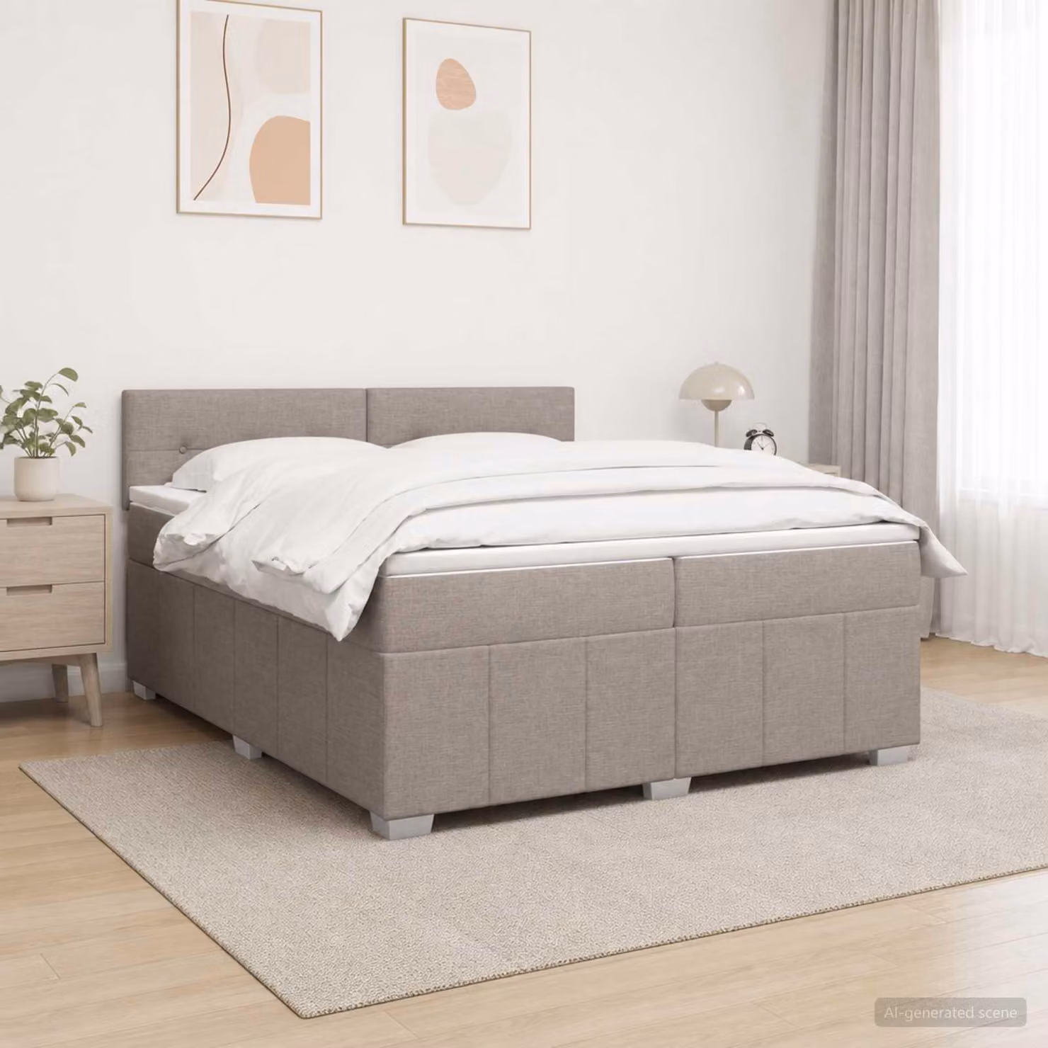 Maison Exclusive - Letto boxspring con materasso Taupe 200 x 200 cm Tessuto