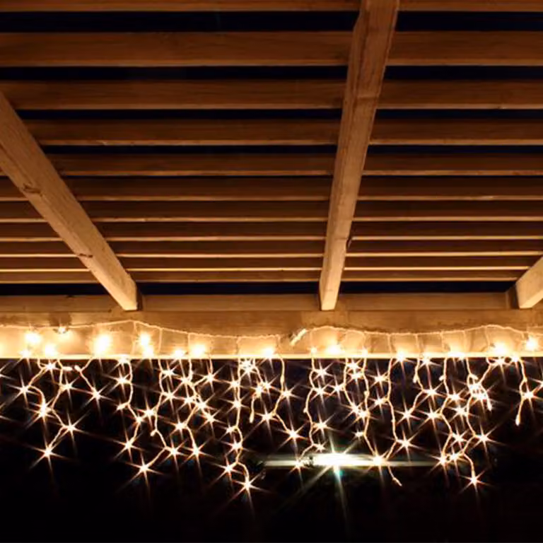 Catene luminose Ikodm con 1000 LED, luce bianco caldo, lunghezza del filo luminoso 200 metri, lunghezza totale 205 metri, grado di protezione IP44, 8 modalità, adatte per balconi e terrazze