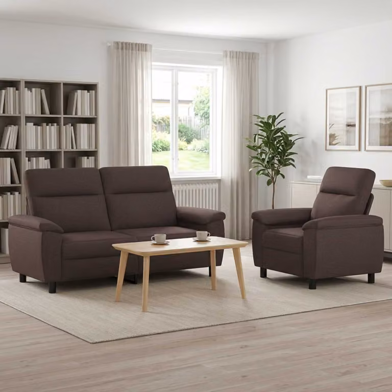 Set di 2 divani moderni vidaXL in tessuto marrone con struttura in metallo per il tuo soggiorno