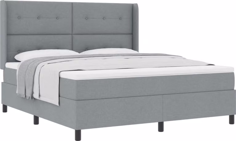 Letto a molle con materasso Grigio chiaro 200 x 180 cm Tessuto