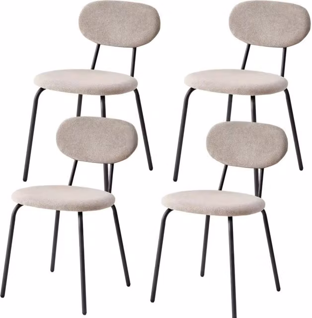 Set di 4 Sedie da Pranzo con Struttura in Metallo e Seduta Imbottita, Design Moderno e Lineare