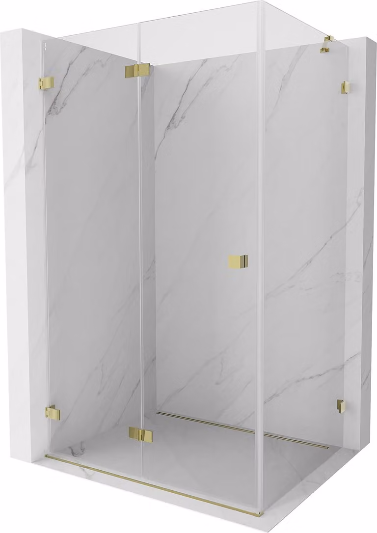 Mexen Lunar-F cabina doccia pieghevole sinistra 90 x 80 cm, trasparente, oro - 836-090-080-50-00-L