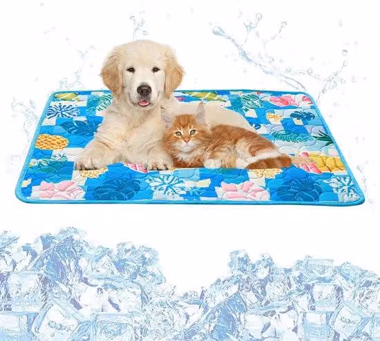 Tappetino refrigerante per cani - Coperta refrigerante per cani - Copertura per cuscino blu - Resistente alle macchie - 60 x 50 cm - Per cani