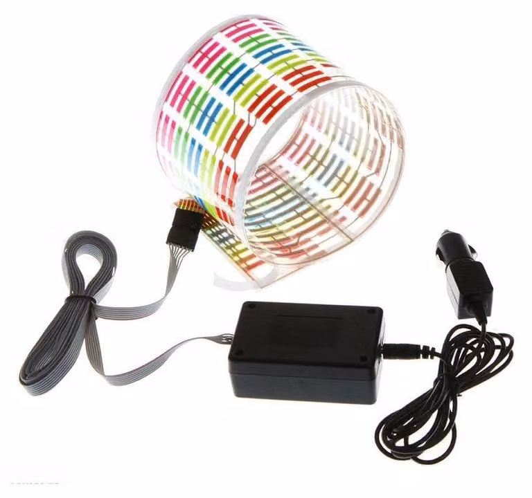Striscia LED per auto - Sensibile alla musica - 12 V - 45 x 11 cm - Multicolore