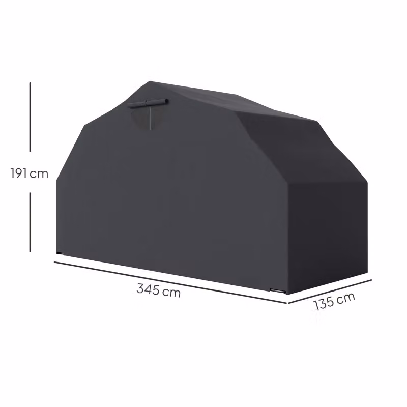 Tenda coprimoto pieghevole da esterno WISHDOR nera in tessuto Oxford 600D con carport, L: 345 cm, P: 135 cm, H: 191 cm – 2