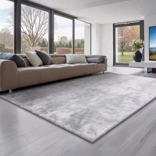 VEVOR Tappeto Morbido per Interni 1,8 x 2,7 m, Tappeto Morbido in Peluche per Soggiorno, Camera da Letto, Arredamento Moderno Tappetino a Pelo Lungo, Antiscivolo, Tinta Grigio Chiaro