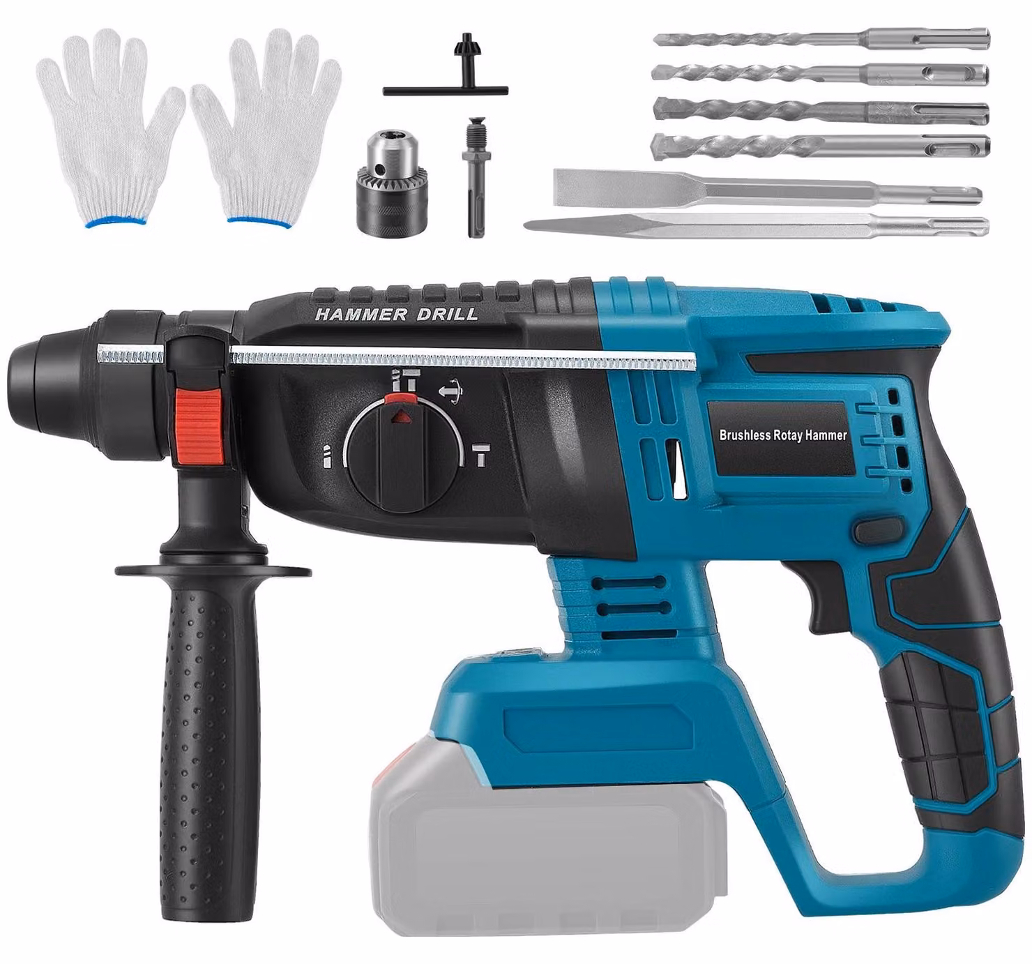 Set di trapani avvitatori a batteria - Trapano avvitatore a percussione brushless - Con scalpelli e custodia - 1400 giri/min - Compatibile con batterie da 18V BL - Senza batteria - Colore blu