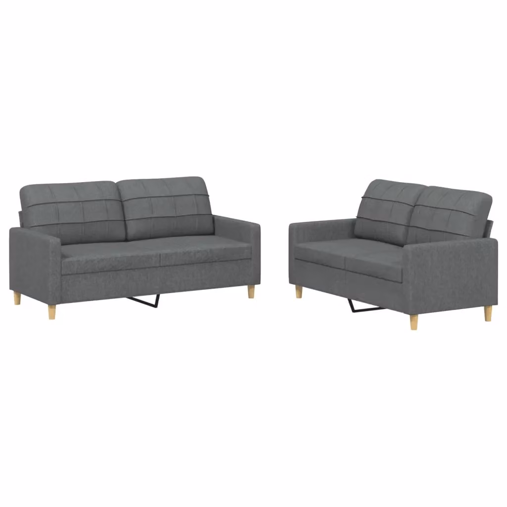 Set di 2 divani vidaXL moderni in tessuto grigio con cuscini inclusi – 2