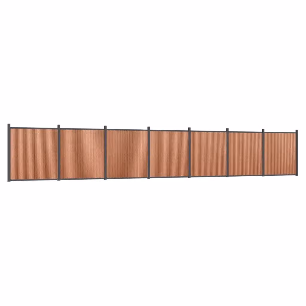 Pannello di Recinzione vidaXL in WPC e Alluminio Marrone L: 1218 cm, H: 186 cm – 2
