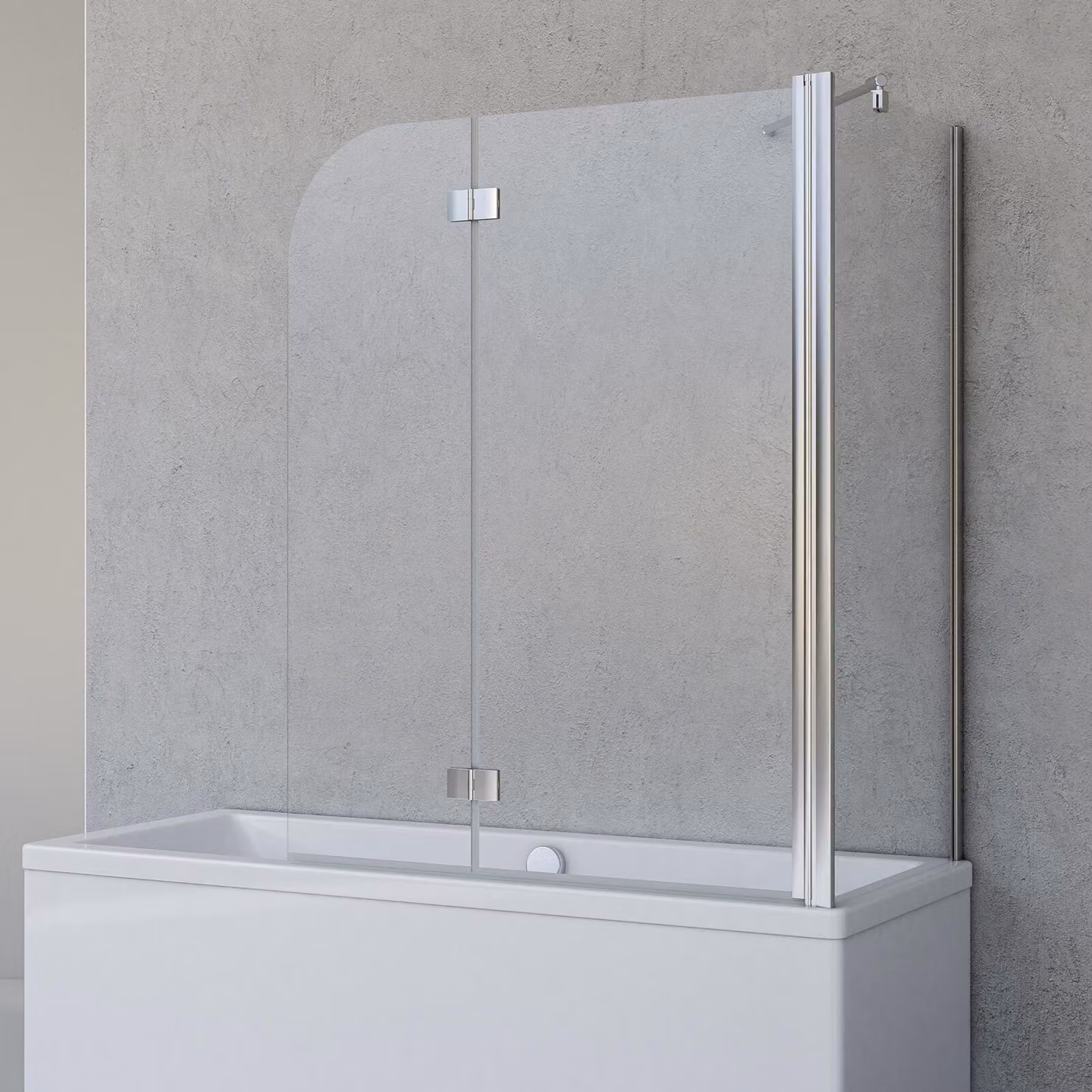 Cabina doccia Schulte per vasca Angle, in 2 parti con pannello laterale, profilo colore cromo, vetro di sicurezza 5 mm (ESG) chiaro, schermo pieghevole: 112 x 142 cm, pannello laterale adatto a una vasca da 69 - 71 cm
