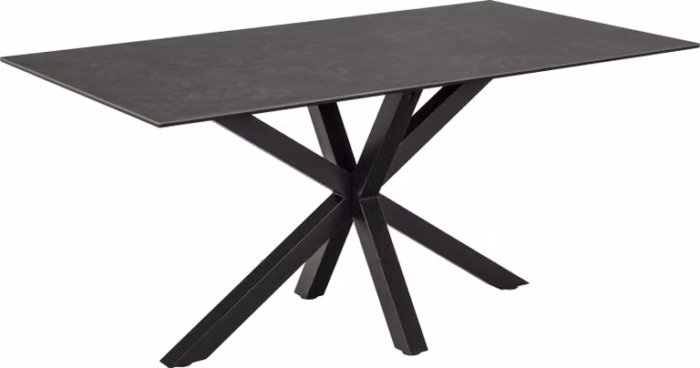 Tavolo da pranzo Heaven rettangolare 160x90 cm, piano in Vetroceramica nera, base a croce nero opaco