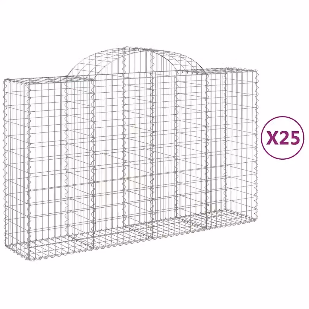 Set di 25 Cesti Gabbioni ad Arco Videx in Acciaio Zincato Colore Argento L: 200 cm, P: 50 cm, H: 120/140 cm – 2