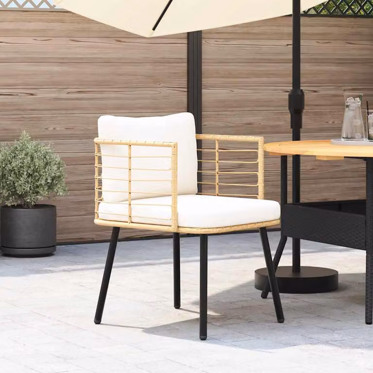 vidaXL Sedia da Giardino con Cuscini Naturale in Polyrattan