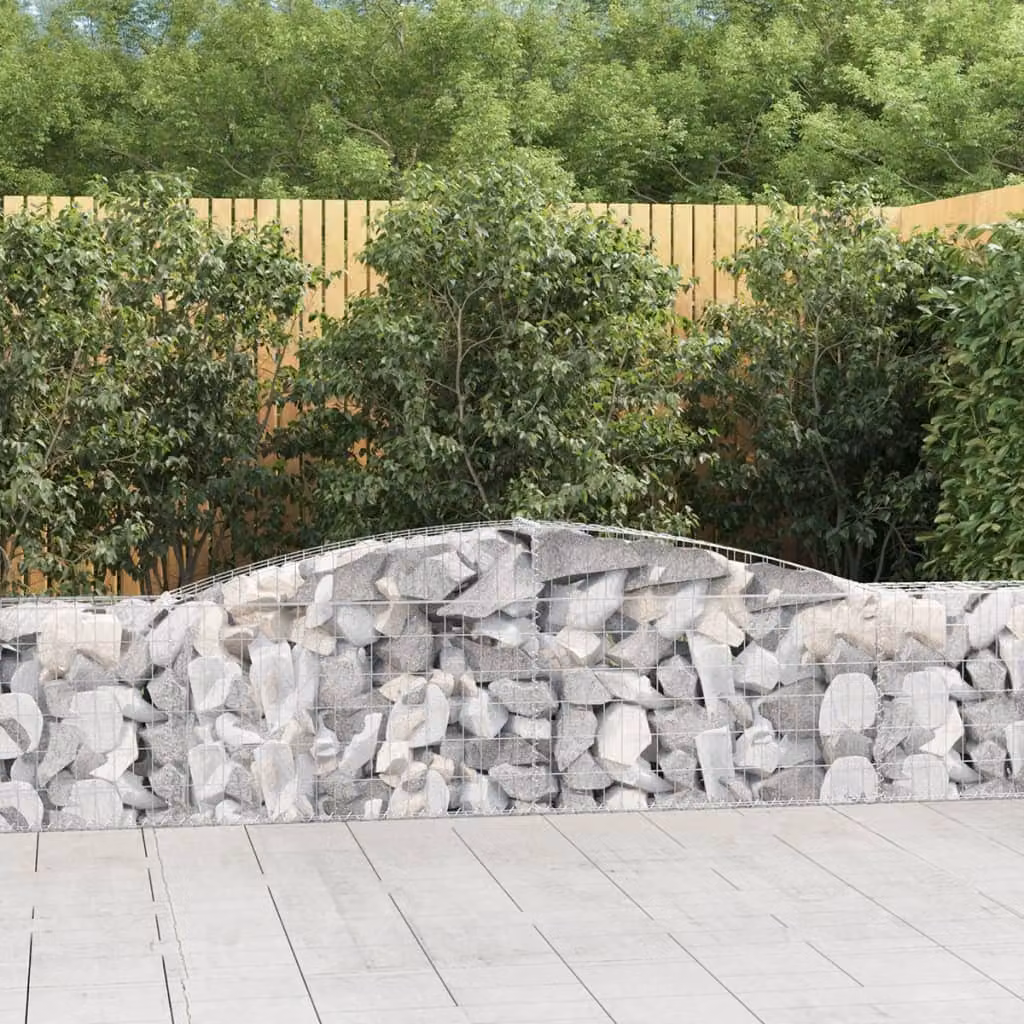 Set di 8 cesti gabbioni ad arco vidaXL in acciaio zincato grigio, L: 400 cm, P: 30 cm, H: 60/80 cm