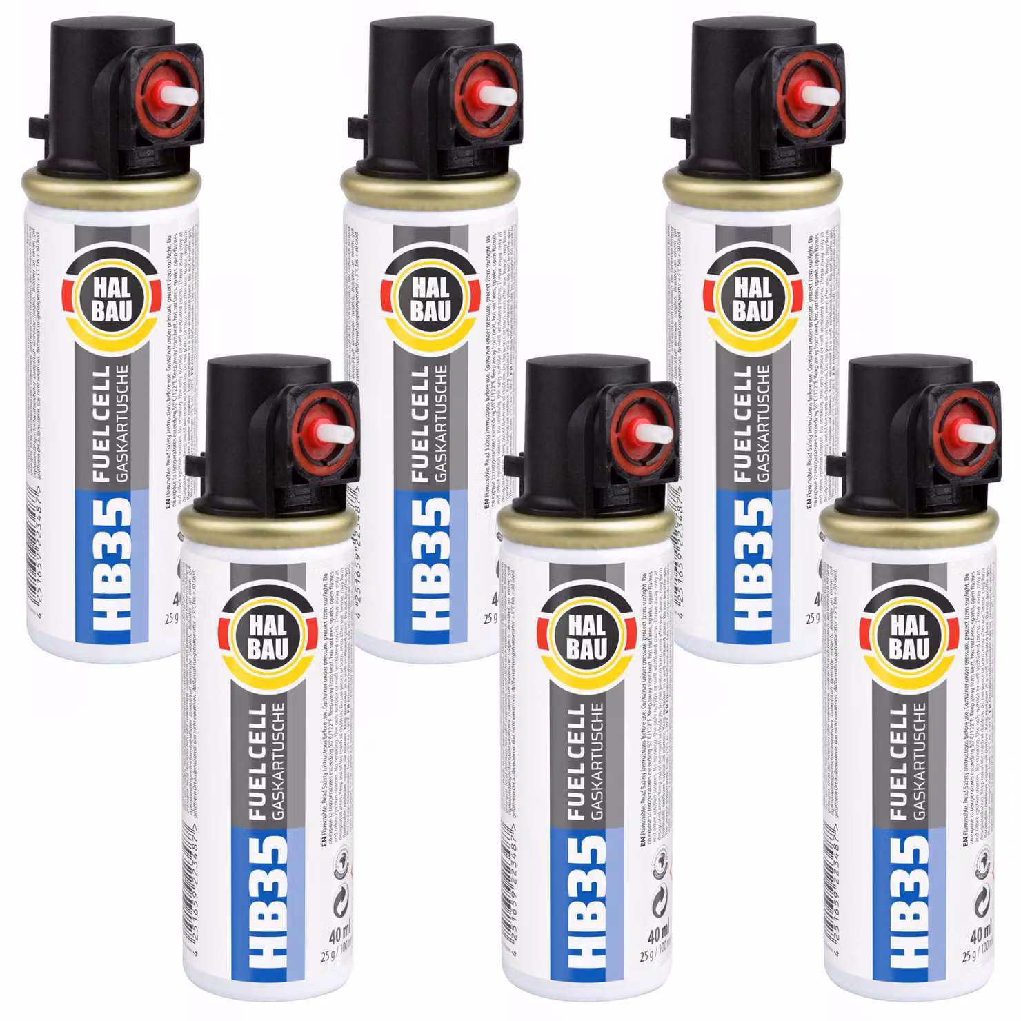 Cartuccia di ricambio HALBAU da 100 mm e 40 ml per pistola sparachiodi, confezione da 6 cartucce HB35