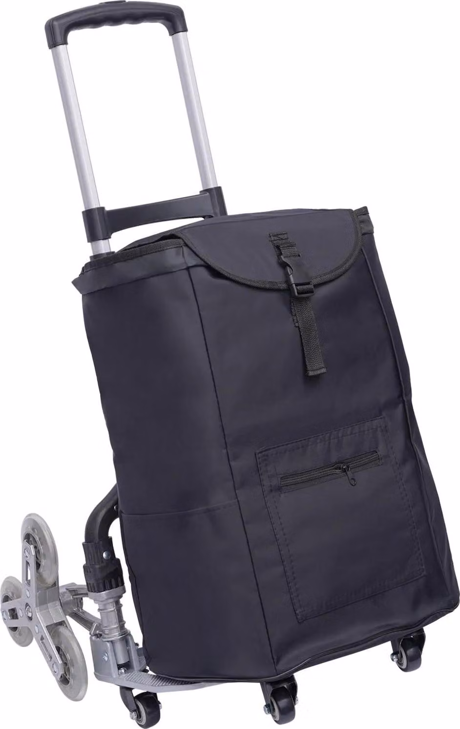 Montascale - Carrello a sacco per scale - Regolabile in altezza - Portata 75 kg - Borsa di tela impermeabile - Nero