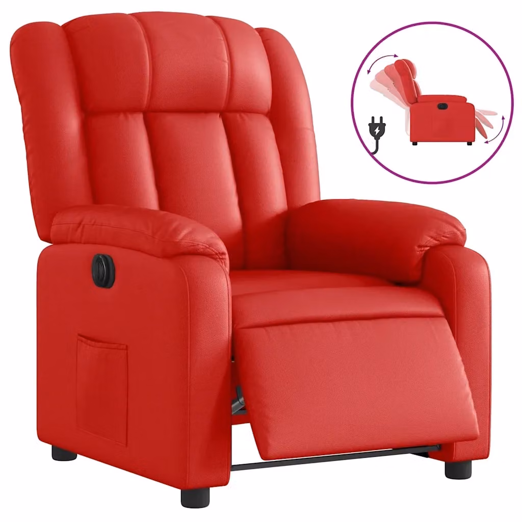 Poltrona Reclinabile Elettrica vidaXL in Similpelle Rossa con Braccioli e Funzione Auto-Return – 2