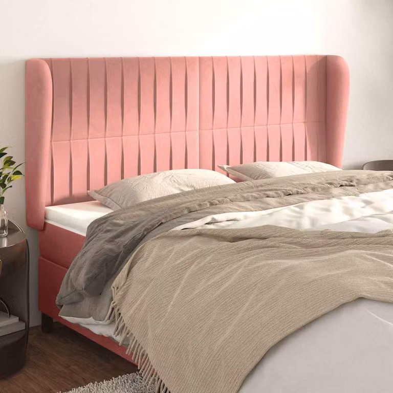 Testiera ad orecchio vidaXL in velluto rosa L: 183 cm, P: 23 cm, H: 118/128 cm